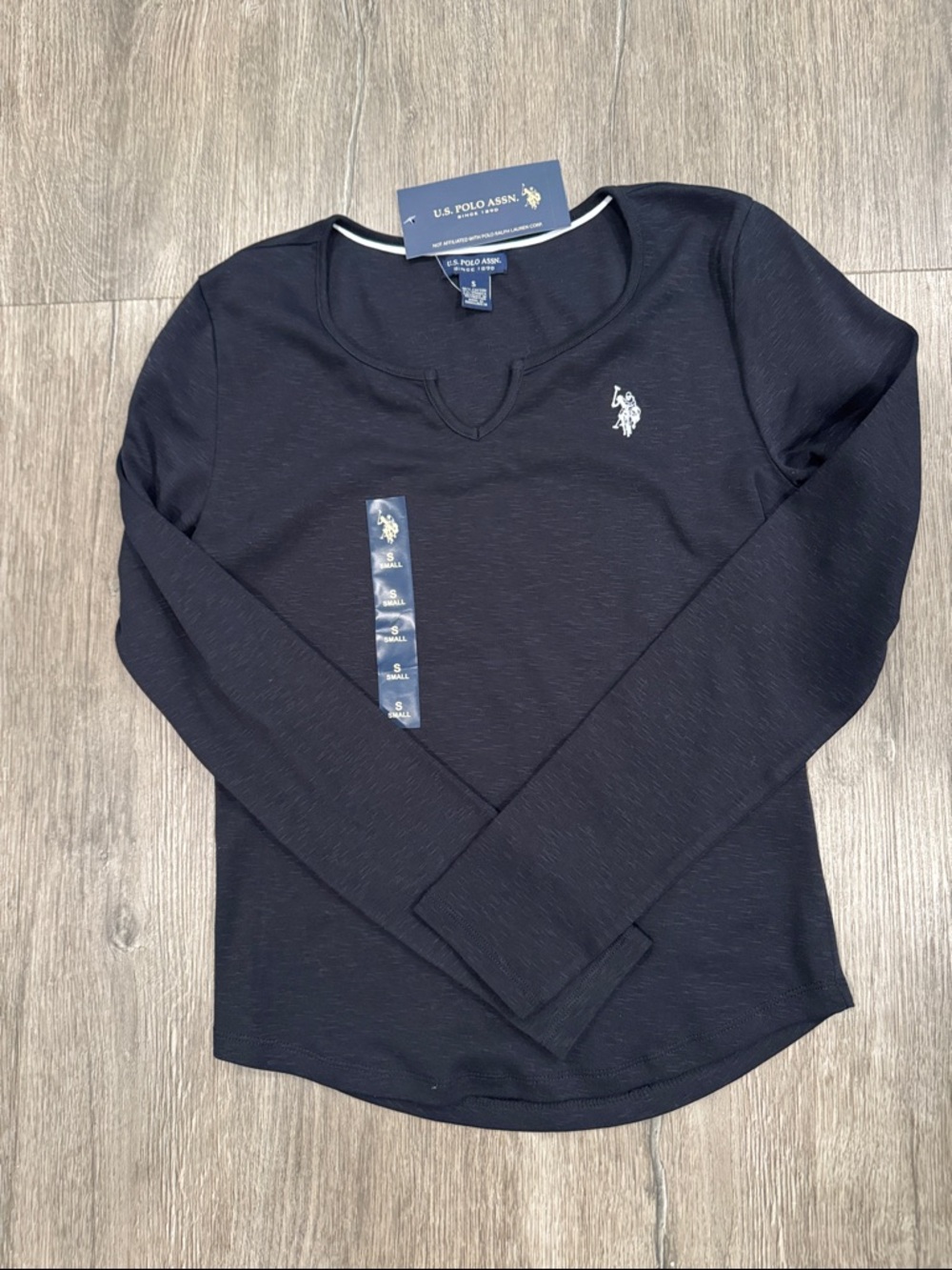 U.S. Polo Assn. Black Long-Sleeve Notch Neck Tee